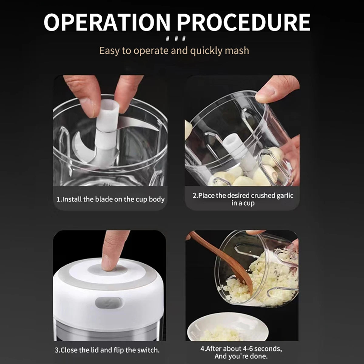 Mini Electric Food Chopper – Portable USB Rechargeable Vegetable Cutter