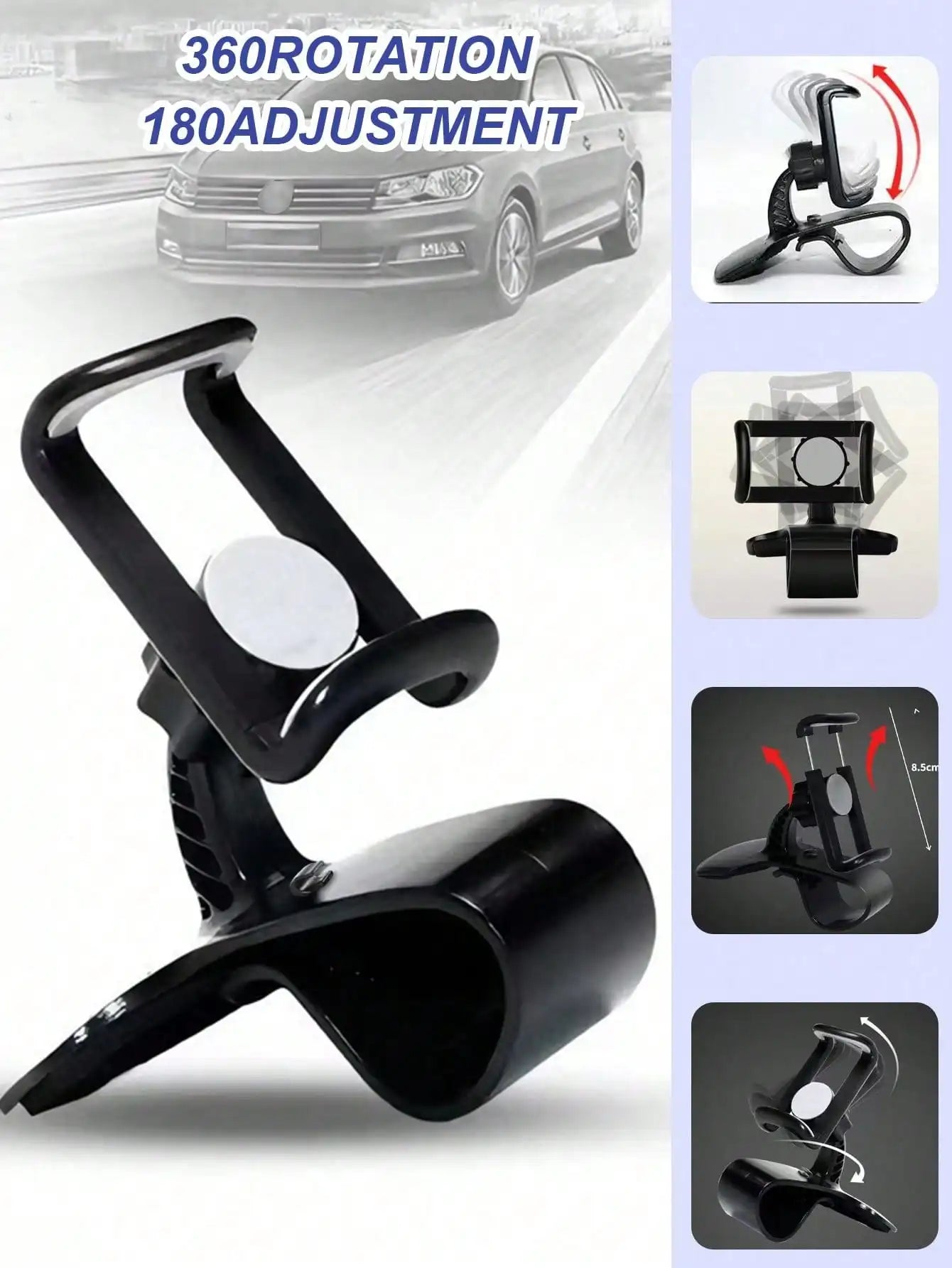 360° Rotating Car Phone Mount – Compatible with All Smartphones, a Clip-On Holder Specifically for Car Navigation