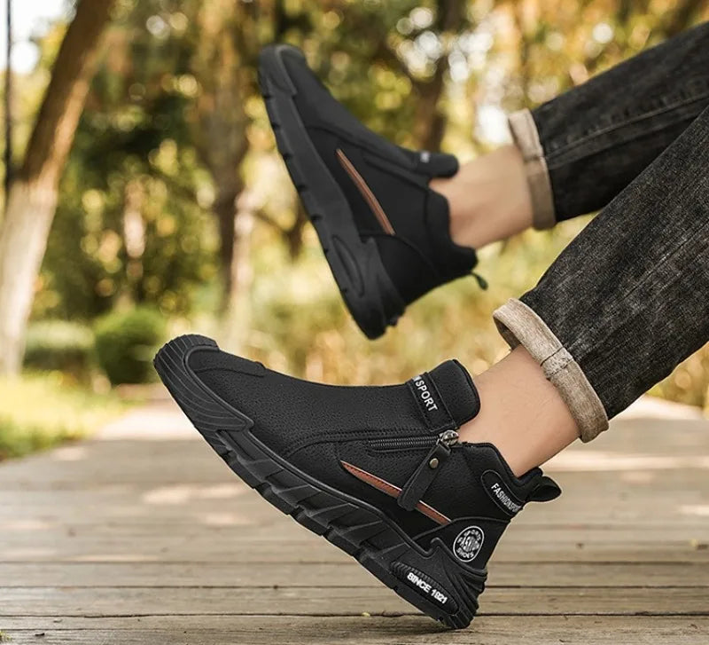 Men’s Casual Zipper Sneakers Breathable Non Slip Outdoor Shoes