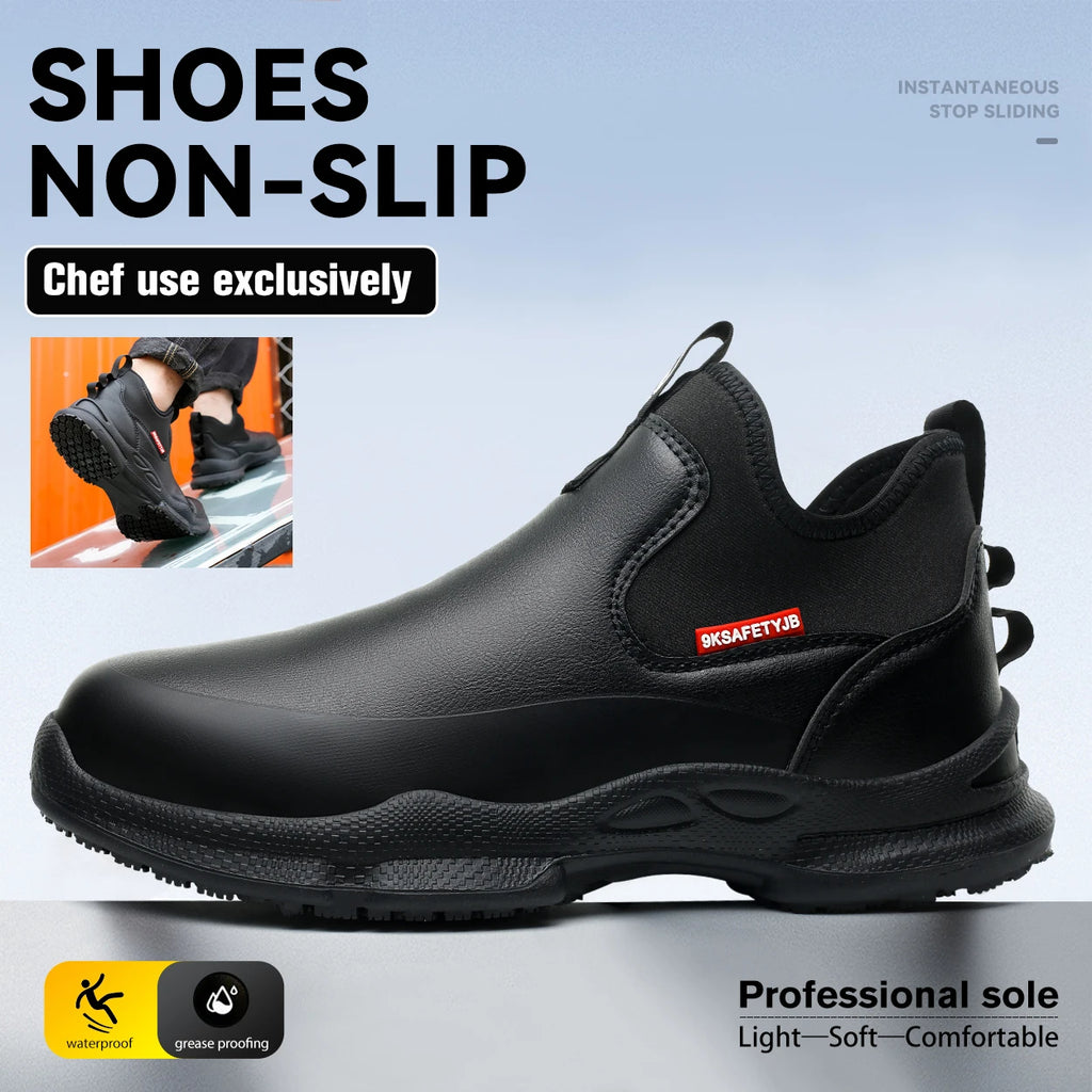 Chef Shoes Four Seasons Anti Slip Oil Resistant Business Casual Men's Work Shoes Fashion Comfort Soft Soled Waterproof Shoes