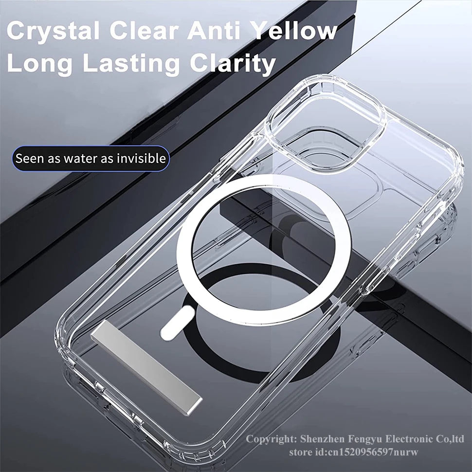 Stand Clear Magnetic Phone Case for iPhone 17 Pro Max Air 13 12 Mini 16 15 14 11 Cases with Kickstand Transparent Holder Cover