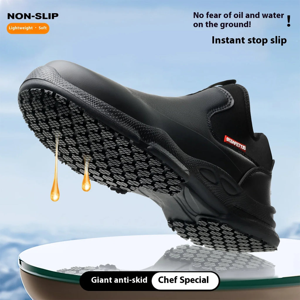 Chef Shoes Four Seasons Anti Slip Oil Resistant Business Casual Men's Work Shoes Fashion Comfort Soft Soled Waterproof Shoes