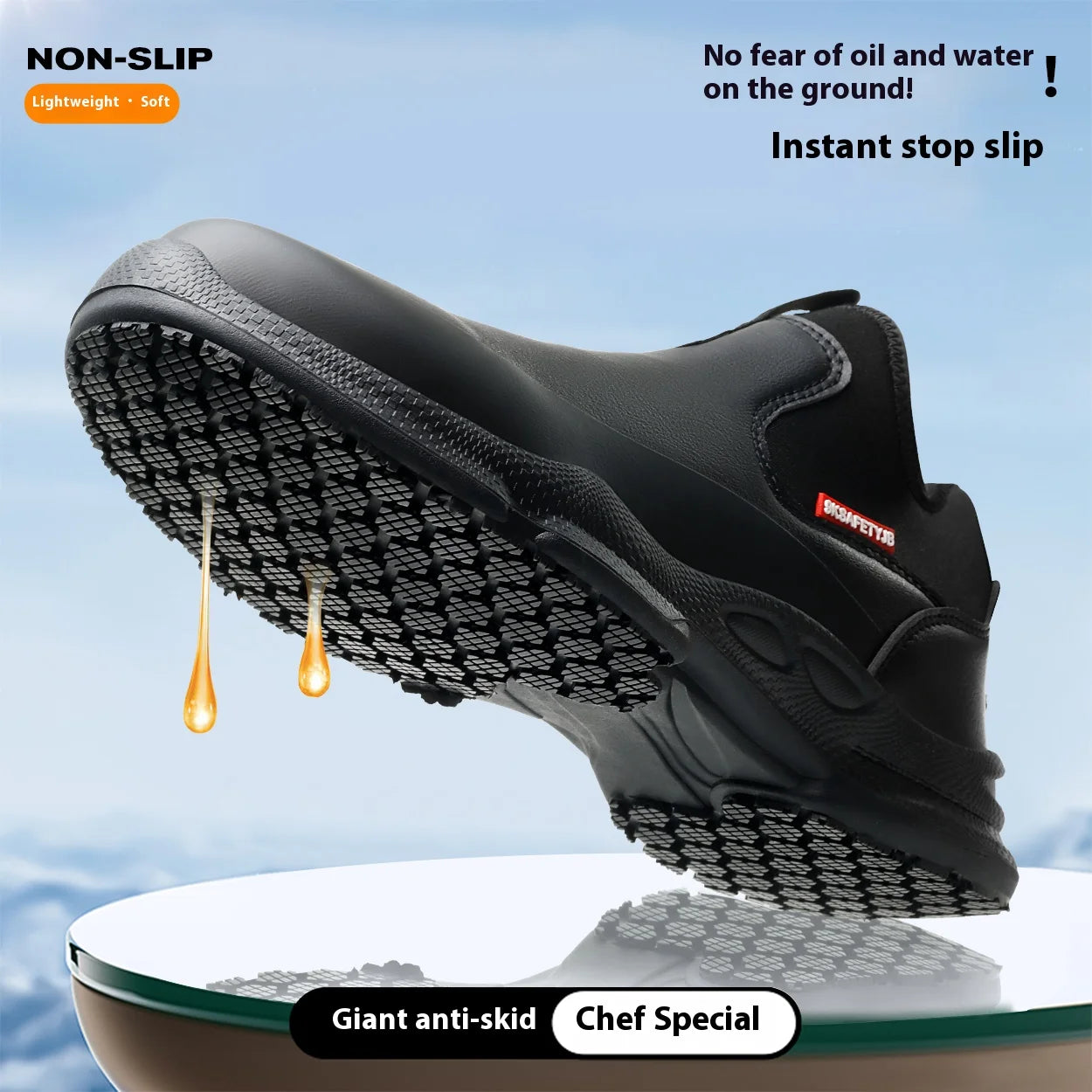 Chef Shoes Four Seasons Anti Slip Oil Resistant Business Casual Men's Work Shoes Fashion Comfort Soft Soled Waterproof Shoes