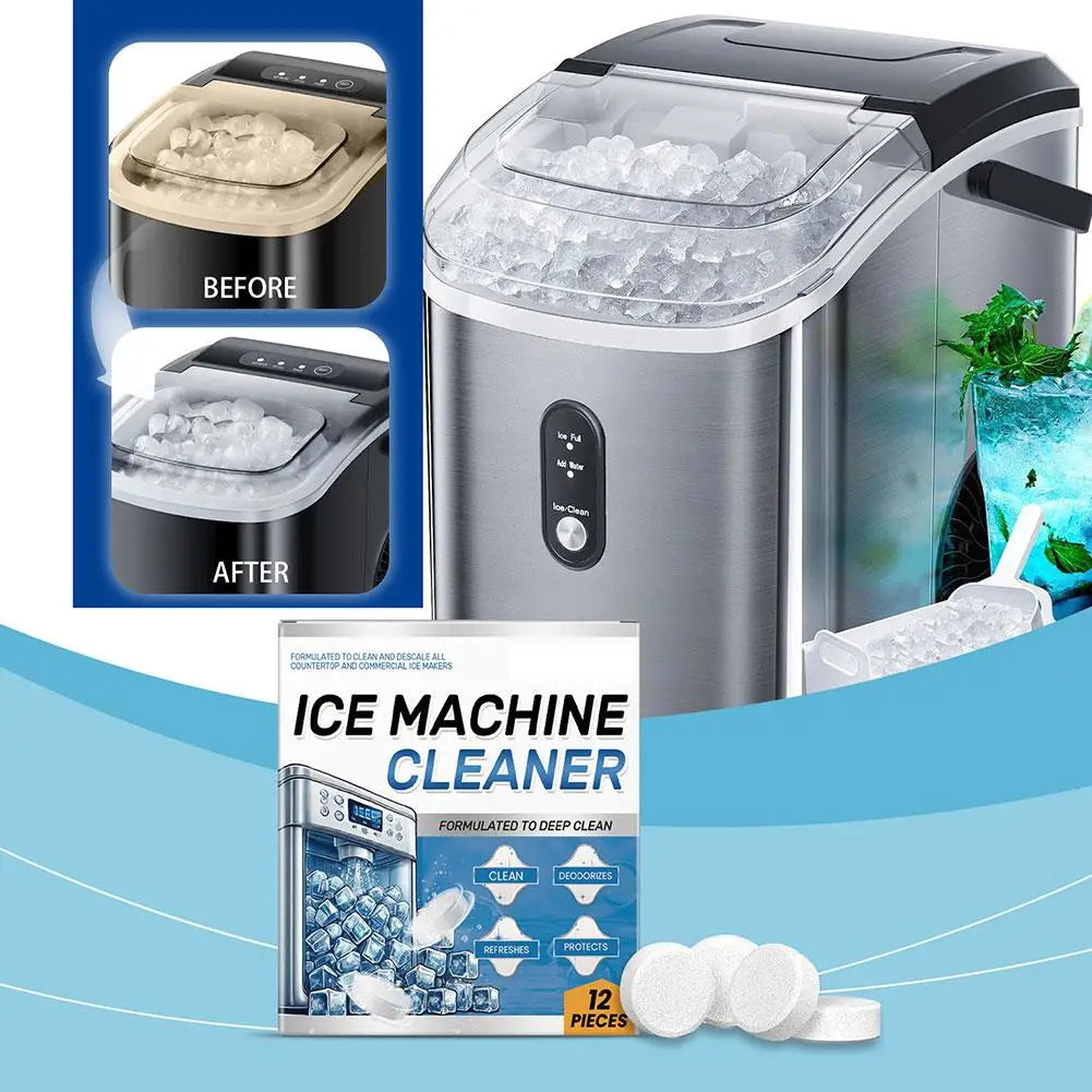 12pcs Ice Machine Cleaning Tablets Home Appliance Care Descaling Deodorizing Prolonging Ice Maker Lifespan Household Tool