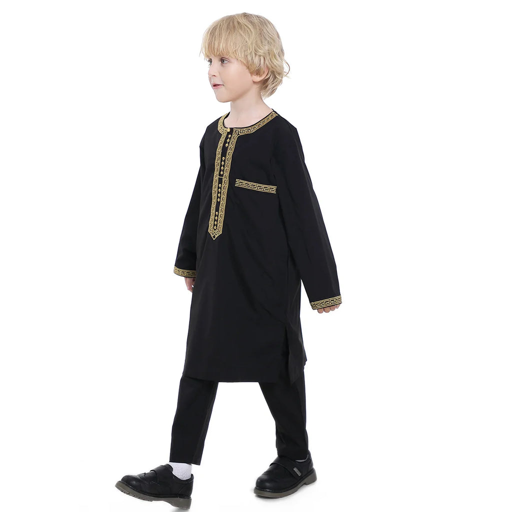 Boys Islamic Thobe – Kids Long Sleeve Traditional Robe