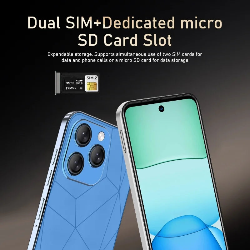 Global Vision I16 Pro Smartphone 5G Android 5300mAH 12GB RAM 512G ROM 6.56Inch 1080x2640HD 24+48MP 4G Network Mobile Phone