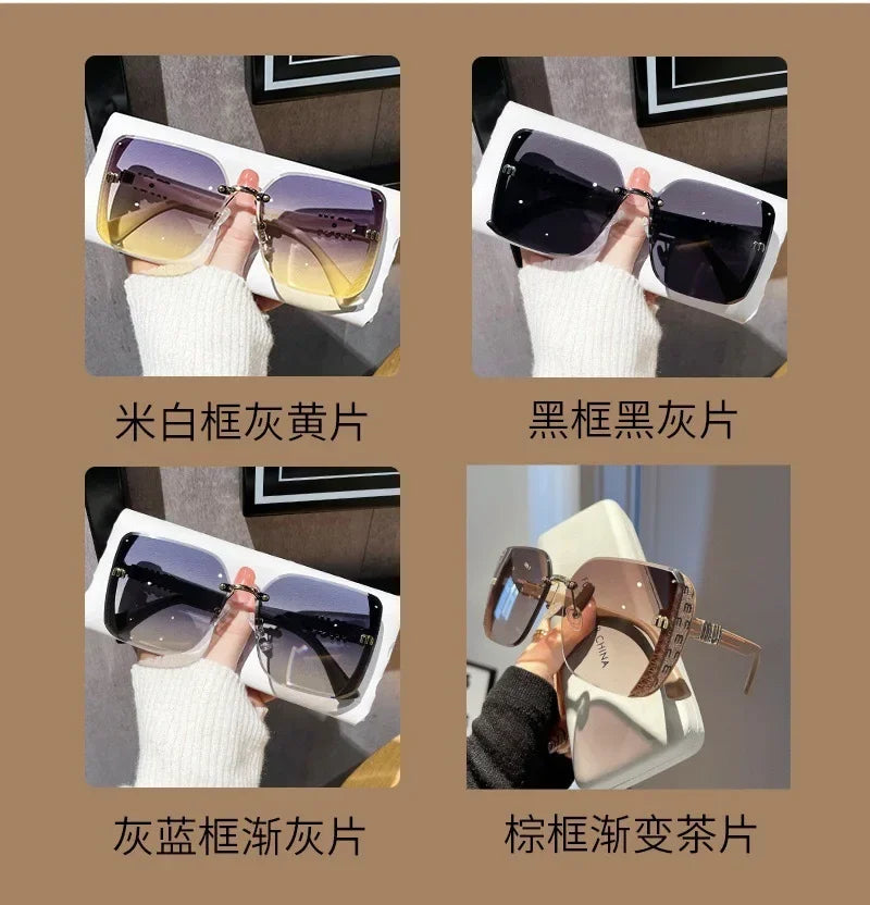 Oversized Square Sunglasses for Women Luxury Trendy Driving Eyewear UV400 Protection Fashionable Ladies Sun Glasses