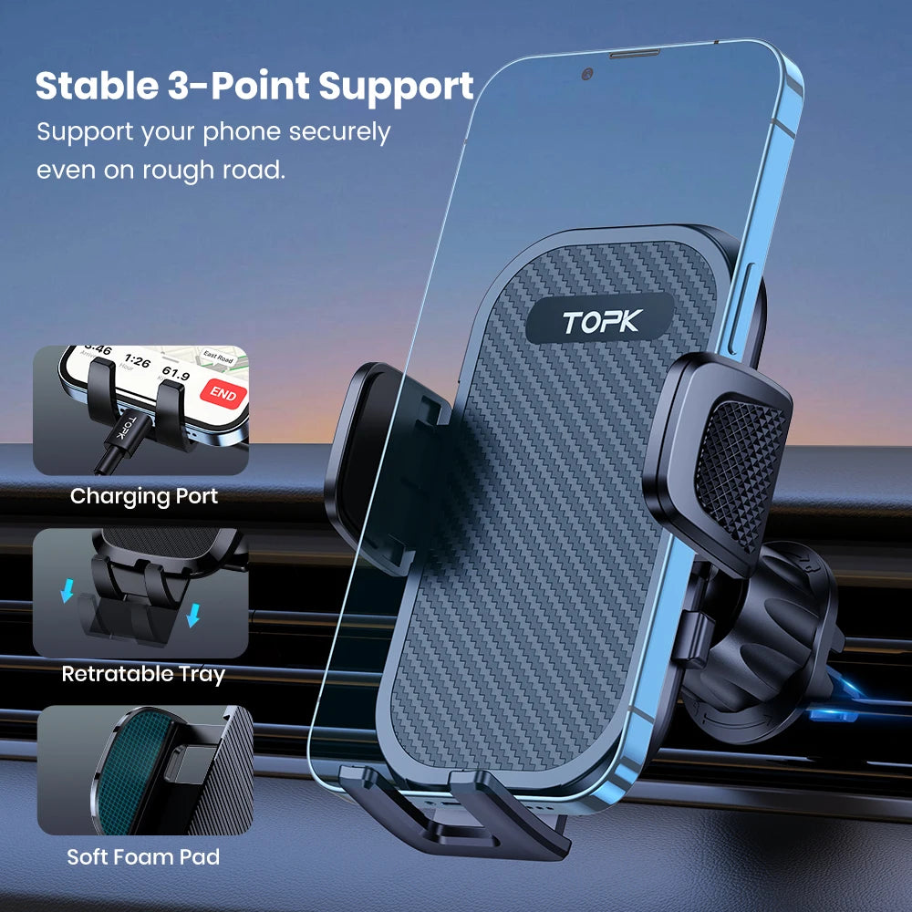 Car Phone Holder Mount Upgraded Stainless Steel Hook Cell Phone Holder for Car Air Vent Mag-Safe Compatible All Phones
