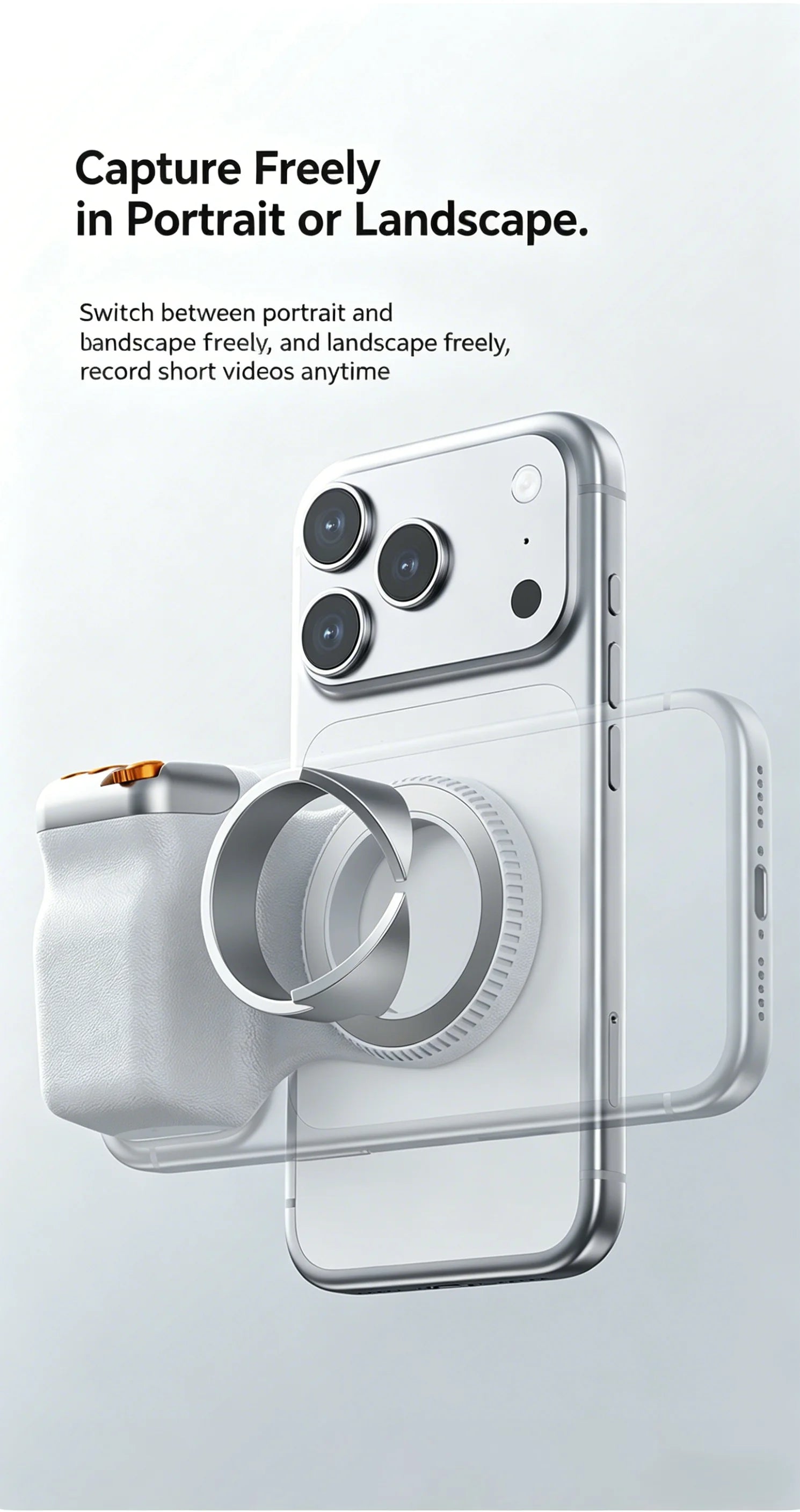 New Magnetic Camera Grip, Bluetooth Zoom Remote, Anti-Shake Handheld Stabilizer for Smartphone Photography
