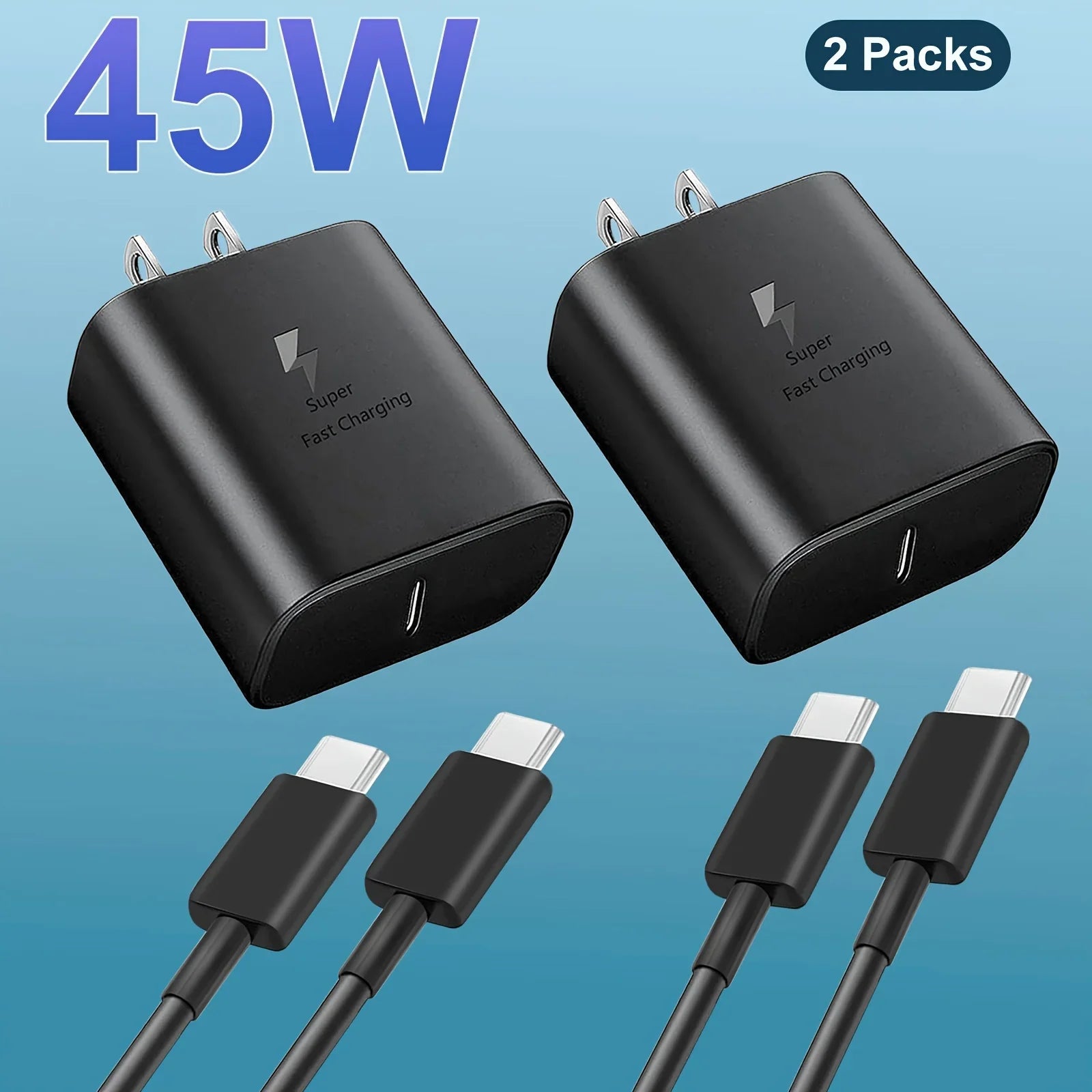 45W Super Fast Charger with 4FT Type-C Cable for Samsung Galaxy S23 Ultra/ S23/ S23+/ S22/ S22 Ultra/ S22+/ S21, Z Fold 5/ZFold