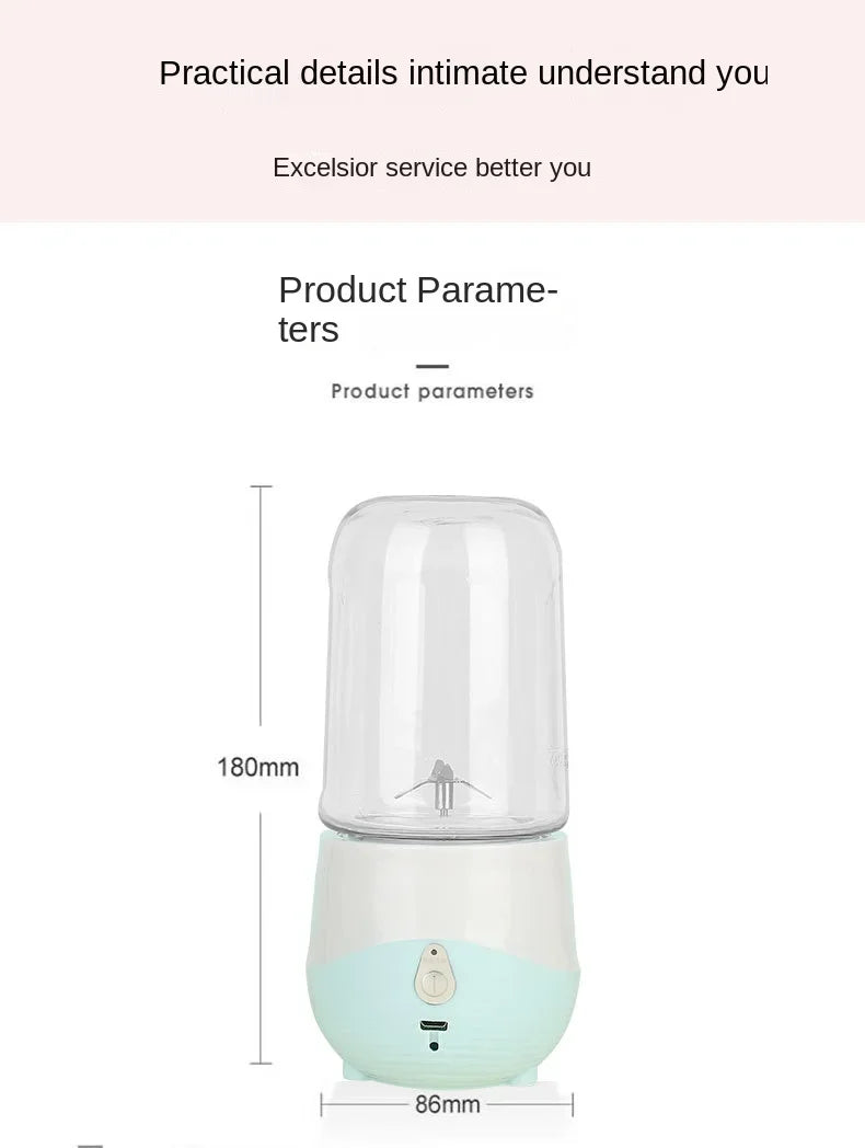 Mini Portable Blender – USB Rechargeable Juice Cup for Smoothies and Fruit Juices