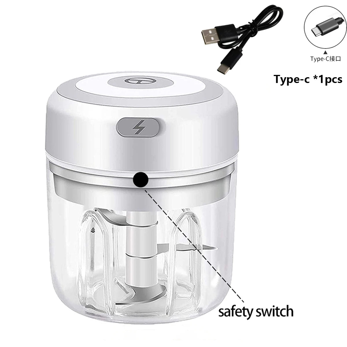 Mini Electric Food Chopper – Portable USB Rechargeable Vegetable Cutter