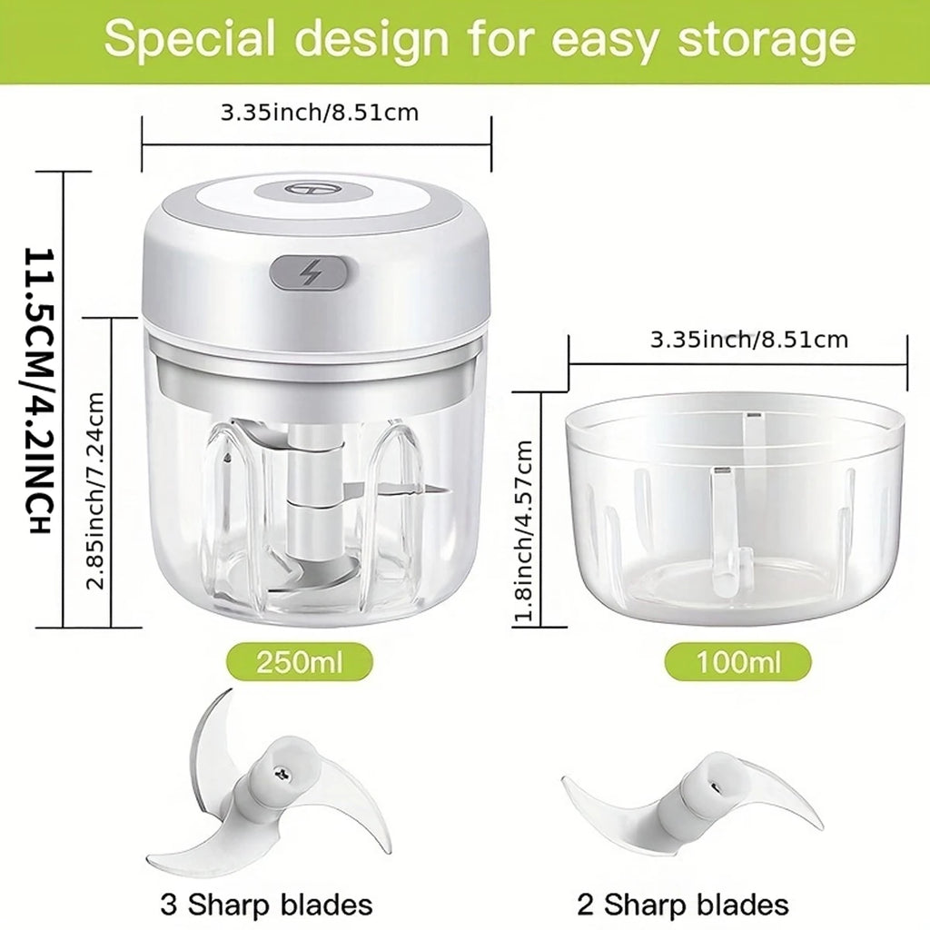 Mini Electric Food Chopper – Portable USB Rechargeable Vegetable Cutter