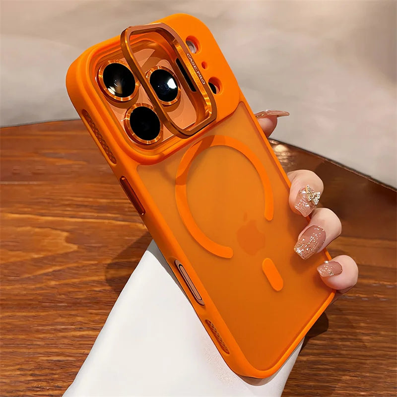 Official Color Case for iphone 17 pro max case Air 16 15 14 13 12 11 Pro Max for Magsafe Wireless Charge Stand Holder Lens Cover