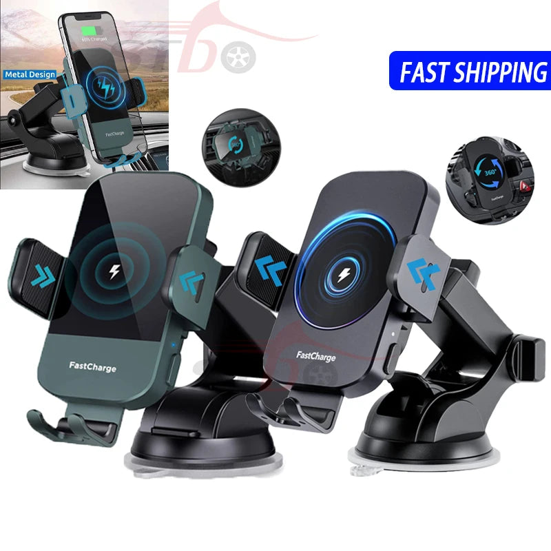 Car Phone Holder 15W Fast Charging Windshield Car Wireless Charging Holder Air Vent Car Mount For Chevrolet Buick Audi BMW