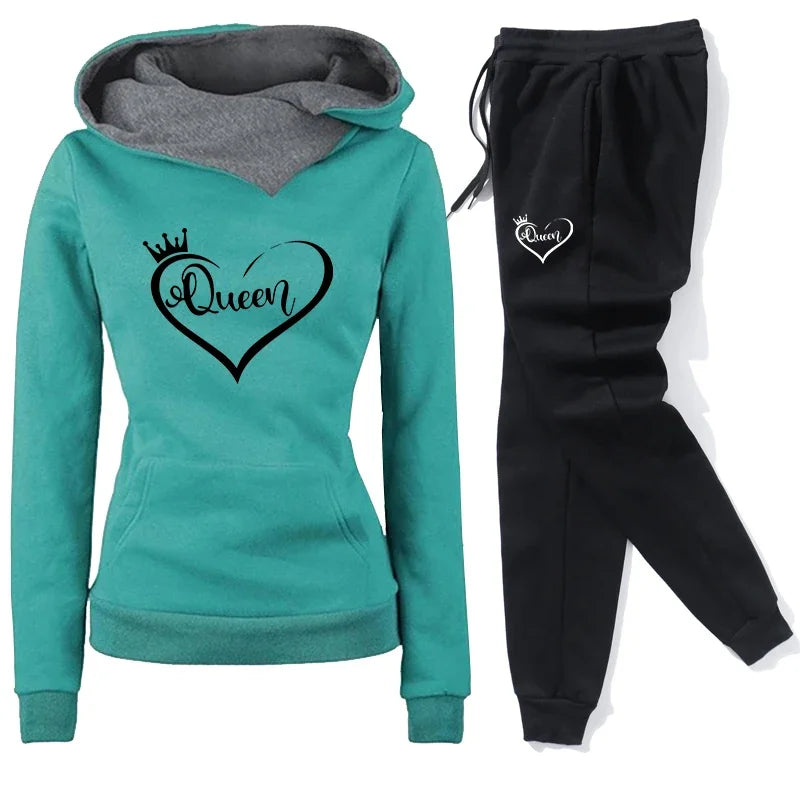 Women’s Hooded Tracksuit Set – Casual Long Sleeve Top & Jogger Pants Outfit