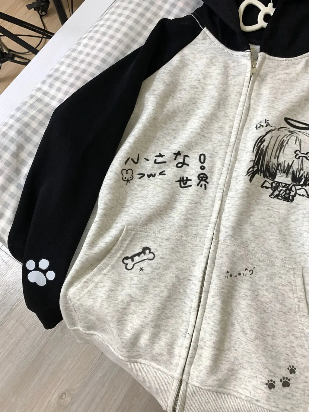 Autumn Japanese Kawaii Cute y2k Aesthetics Patchwork Sweatshirt women Cartoon Anime Print Harajuku Retro Streetwear Jacket Tops