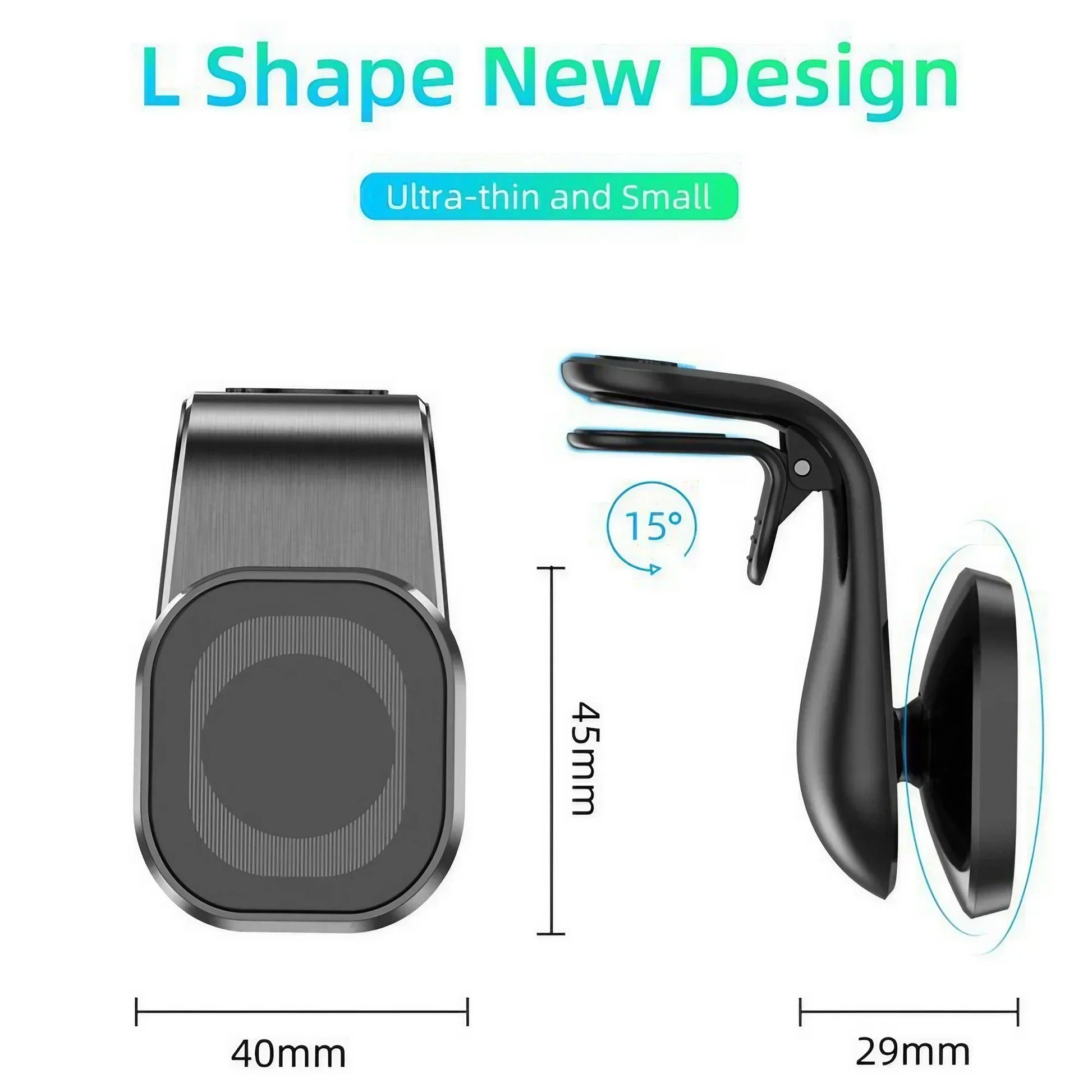 Magnetic Car Phone Mount - Strong L-Type Navigation Stand, 360° Rotation, Universal Fit for All Models, Holder for Smartphones