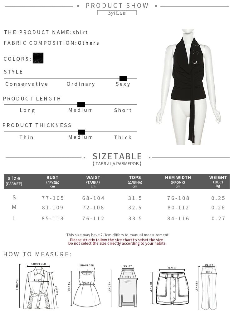 Sylcue 2023 Loose Casual All-match Simple Black Sexy Hot Confident Summer Travel Cool Soft Breathable Women's Halter Vest