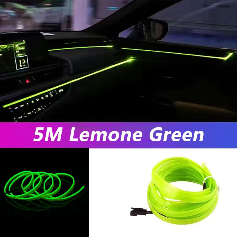Car Interior Led Strip Light Neon EL Wiring Decorative Lamp For Auto Flexible Ambient Light USB Party Atmosphere