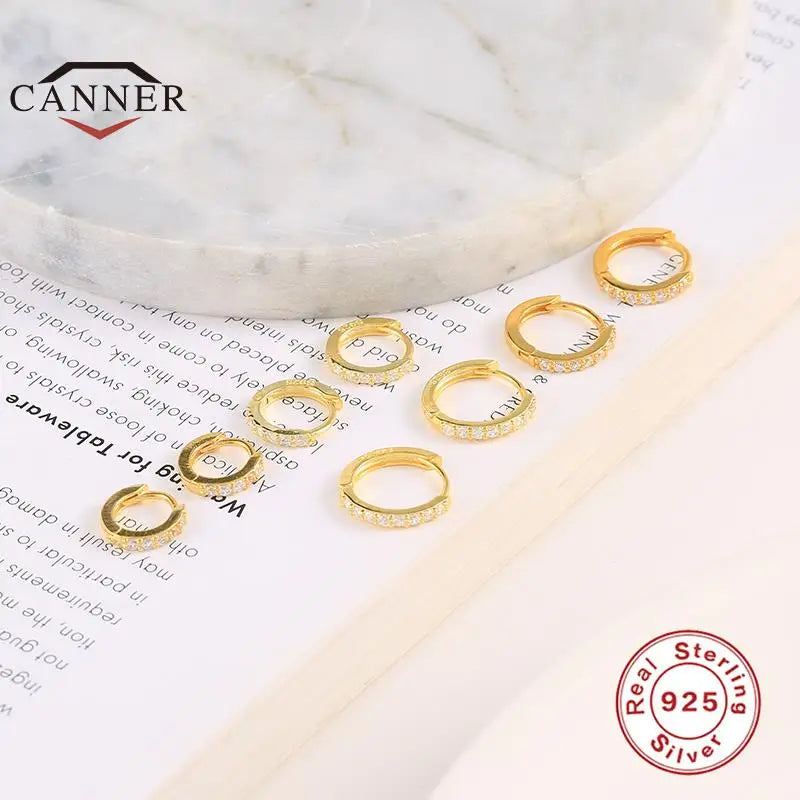 Sterling Silver Ear Hoop Piercing Earrings for Women 6mm 7mm 8mm 9mm Geometric Round Huggie Earings Fine Jewelry