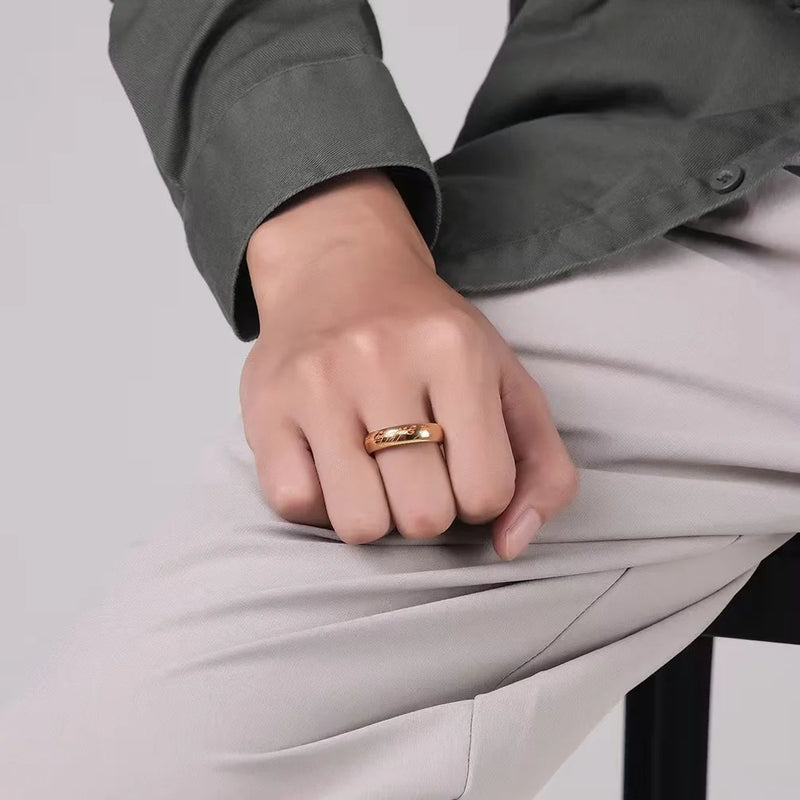 Stainless Steel Titanium Couple Rings – Unisex Round Design