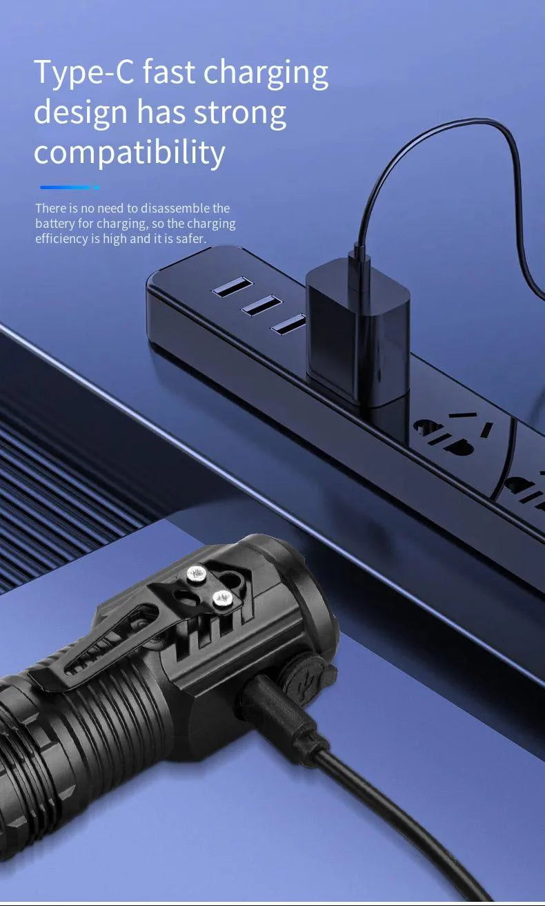 New Powerful Flashlight 3 Core LED Mini Tactical Flashlight Rechargeable High Power LED Torch Metal Pen Clip Hand Lamp