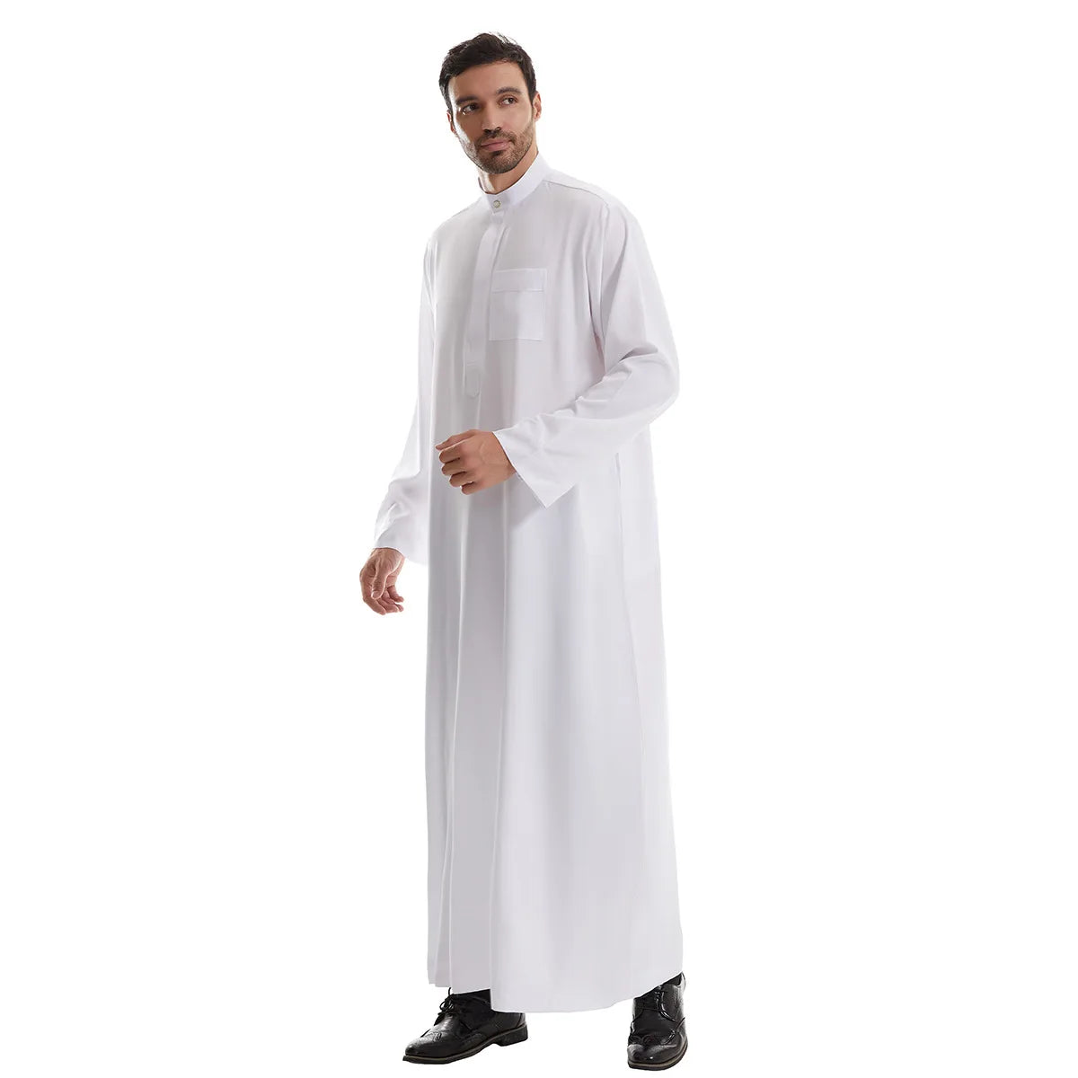 Men’s Muslim Abaya Kaftan Thobe – Long Sleeve Pullover Robe