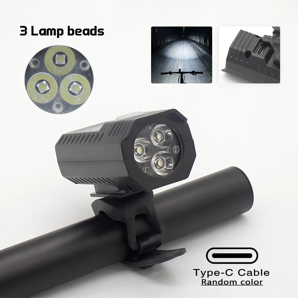 3LED/5LED Bicycle Light Bike Front Lamp Rechargeable MTB Bike Headlight Flashlight Outdoor Night Riding Safety Cycling Lantern