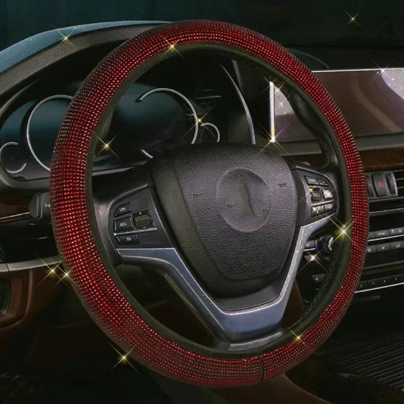 37/38cm Car Steering Wheel Cover Universal Bling Diamond Rhinestones Elasticity Interior Car Accessories for Four Seasons