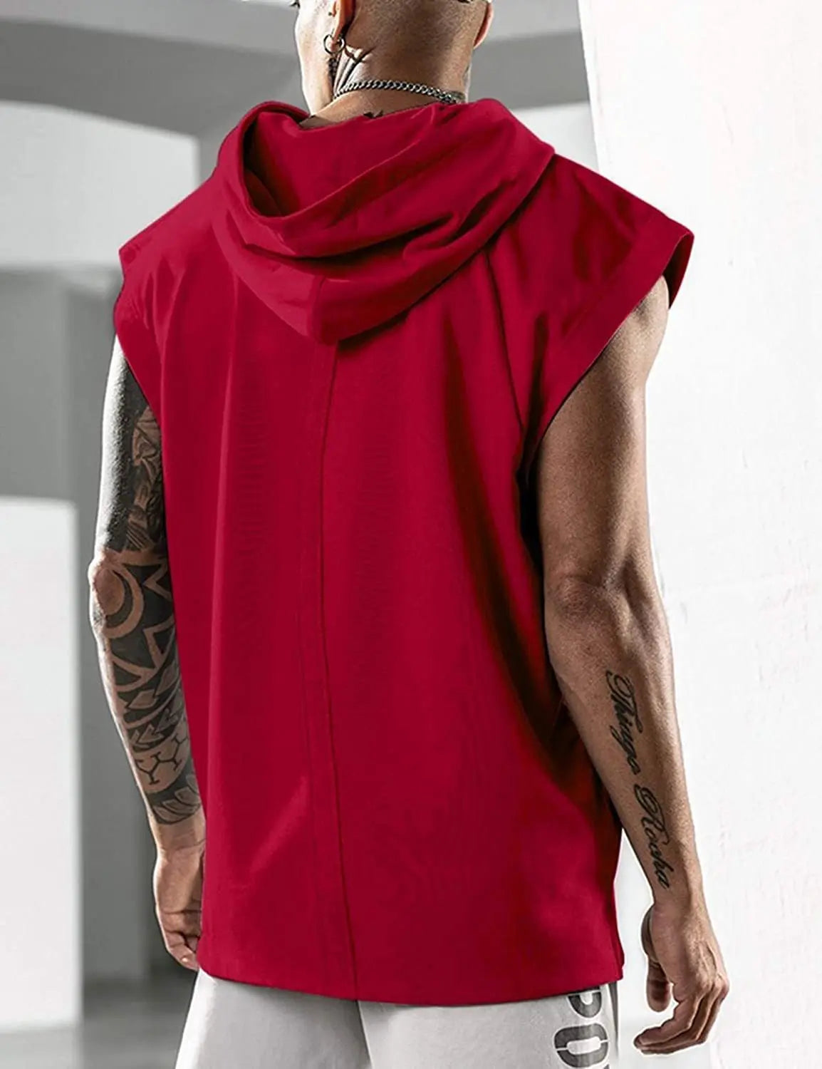 Men’s Sleeveless Hoodie Casual Workout Top