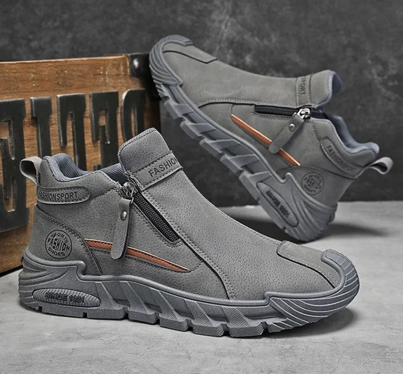 Men’s Casual Zipper Sneakers Breathable Non Slip Outdoor Shoes