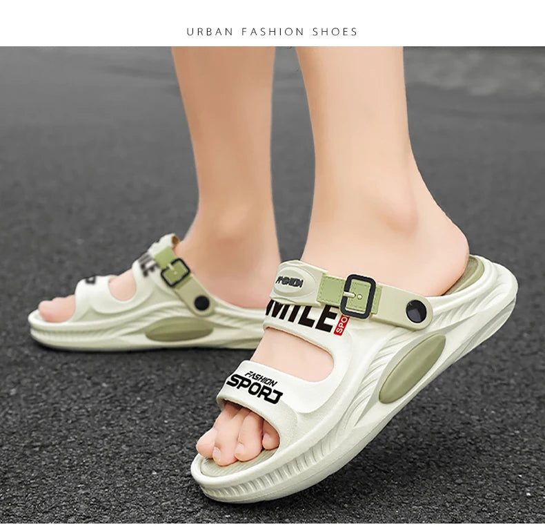 Fashion Trend Men's Shoes Flat Men's Sandals Summer 2025 Thick Soles Soft Comfortable Non-slip Beach Sandals Outdoor Slippers