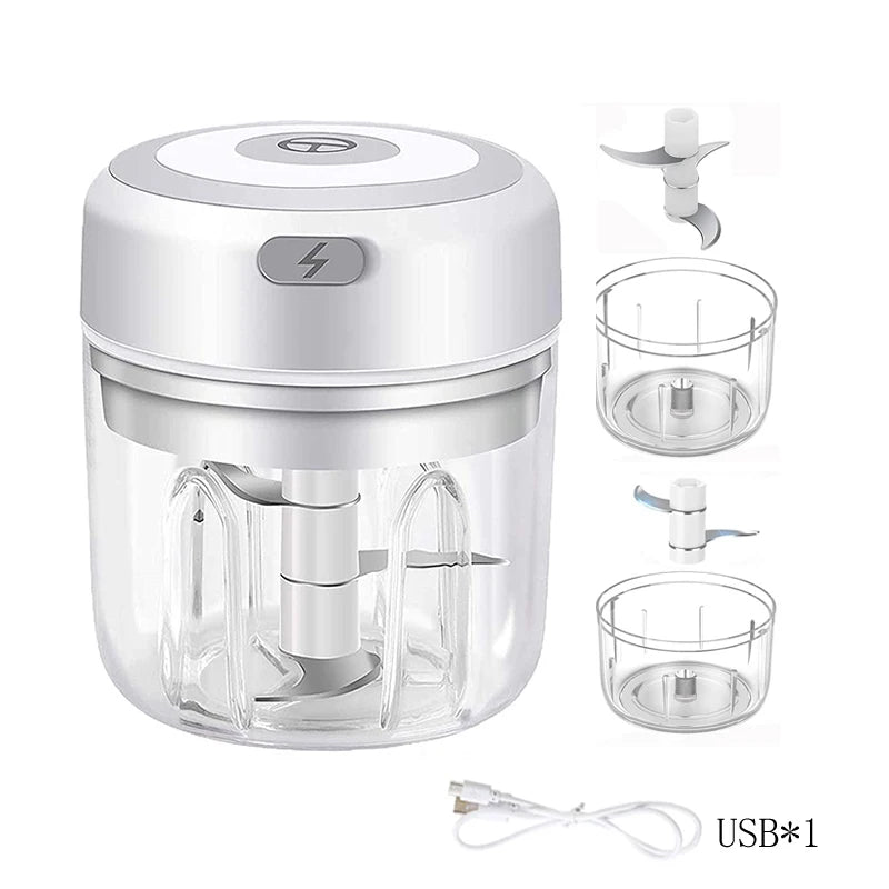 Mini Electric Food Chopper – Portable USB Rechargeable Vegetable Cutter