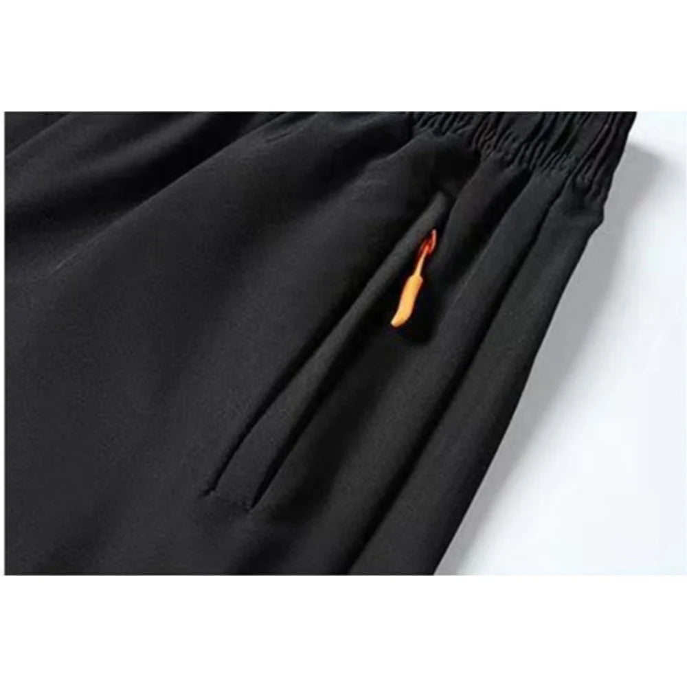 Men's Summer Thin Ice Silk Casual Shorts Quick Dry Loose Fit Elastic Waist Gym Sports Jogging Pants with Zipper