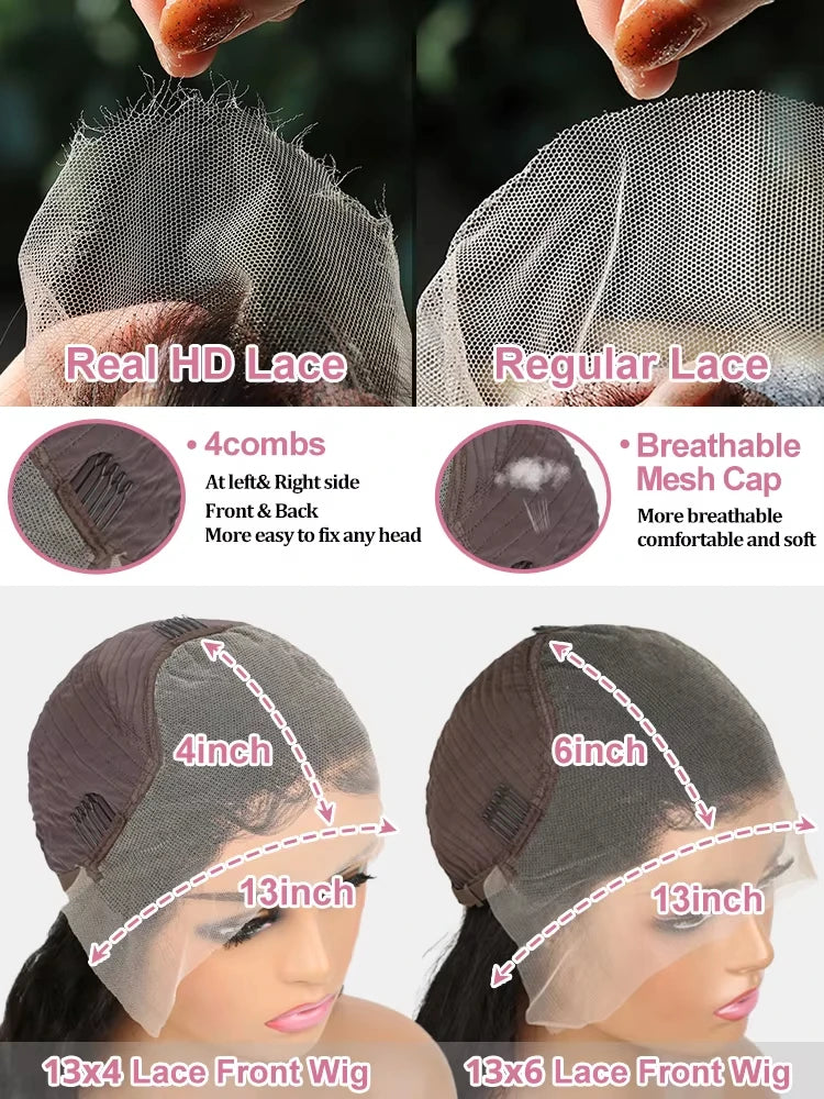 Silver Grey Straight Human Hair Wigs Brazilian 180% Density 13x6 HD Lace Frontal Colored Wig 36 Inch Pre Plucked With Baby Hairline For Women On Sale