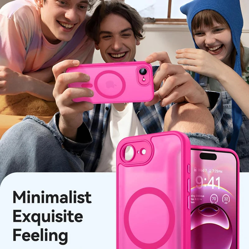 Luxury Matte Hard Case For iPhone 17E 16E 17 16 15 14 13 12 11 Pro Max iPhone17e iPhone16e for Magsafe Charge Translucent Cover
