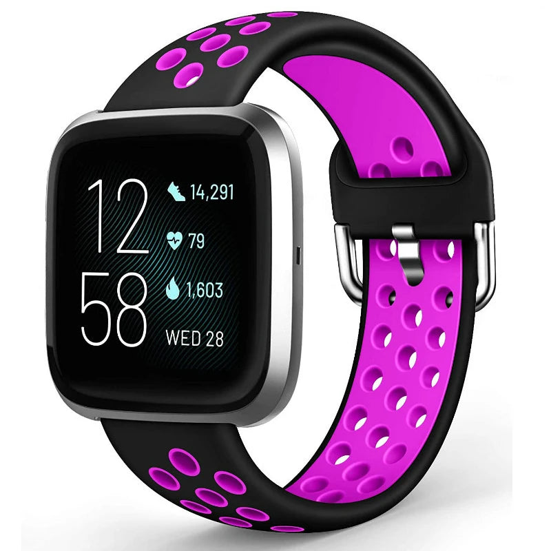 Silicone Watch Strap for Fitbit Versa 2/Fitbit Versa/Versa Lite/Versa Special Edition,Breathable Sport Replacement Watch Band