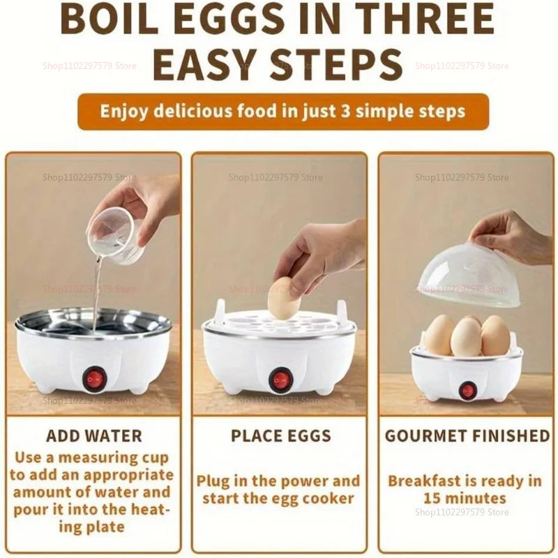 Smart White Egg Cooker Electric Multifunctional Mini Boiler Steamer Poacher for Kitchen Use - Plastic Housing 250W Power