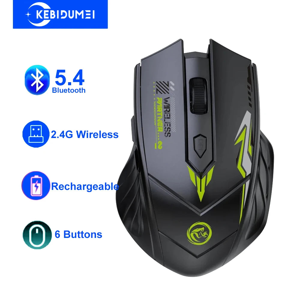 Bluetooth 5.4 Mouse Dual-Mode 2.4G Wireless Mouse 6 Buttons Gaming Mouse Office Silent Mice Rechargeable Mouse