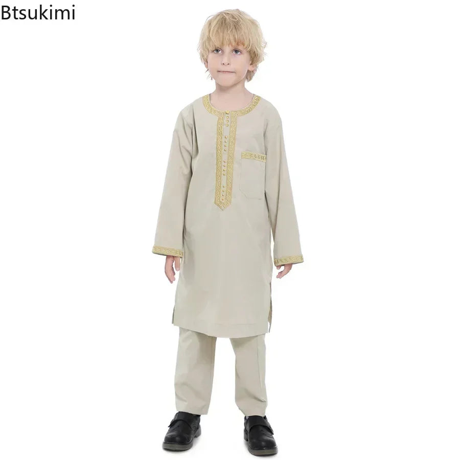 Boys Islamic Thobe – Kids Long Sleeve Traditional Robe