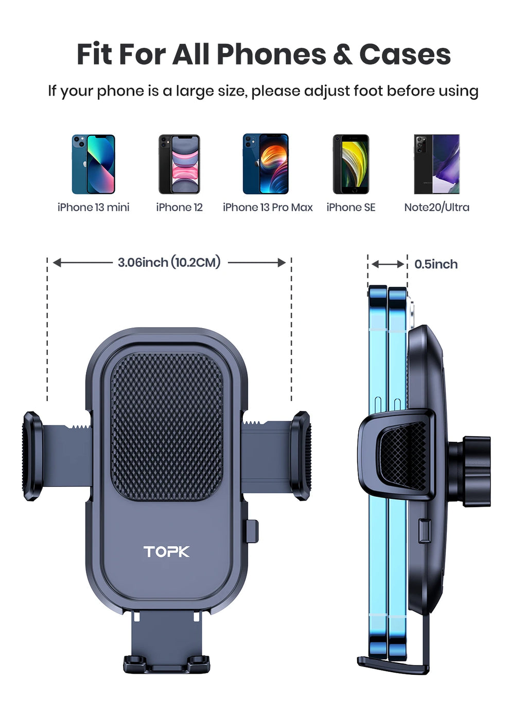 Universal Car Phone Holder Mount - Strong Suction Dashboard Stand for Smartphone Black Compact Size Eye-Catching Accessory