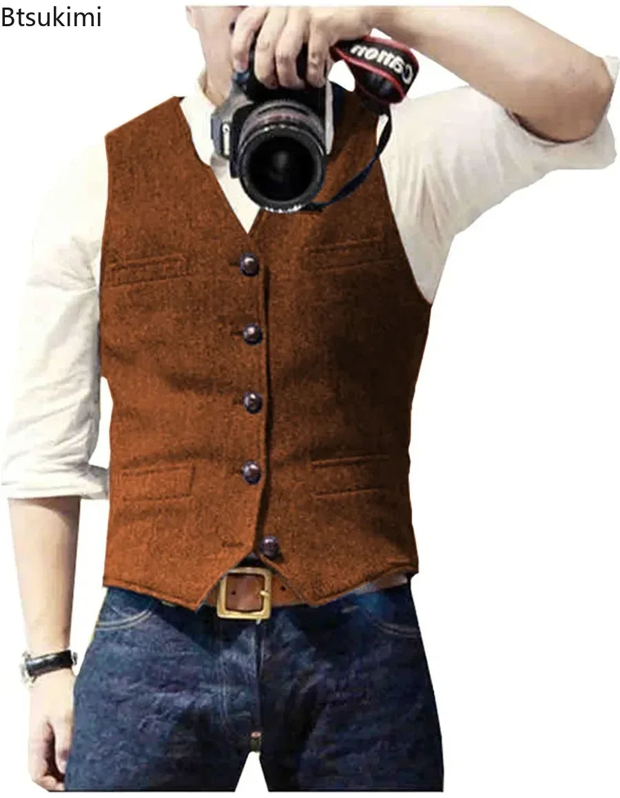 Men’s Formal Slim Fit Vest with Button Closure