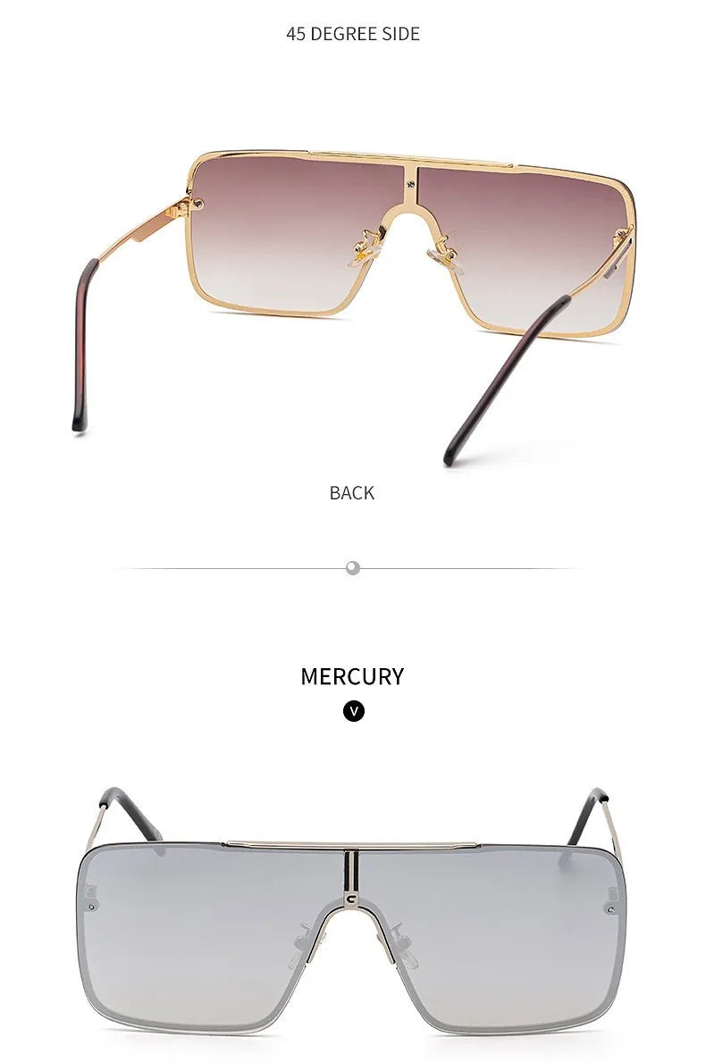 Fashion Oversized Square Sunglasses For Men Big Frame 2026 Luxury Brand Design Metal Frame Sun Glasses Man Retro Shades Eyewear
