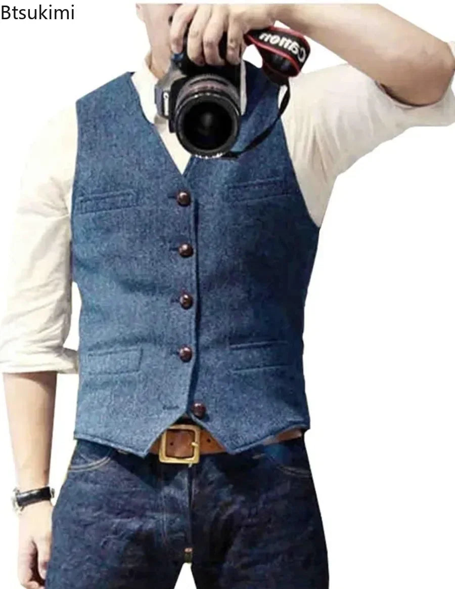 Men’s Formal Slim Fit Vest with Button Closure