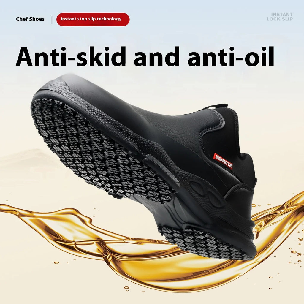 Chef Shoes Four Seasons Anti Slip Oil Resistant Business Casual Men's Work Shoes Fashion Comfort Soft Soled Waterproof Shoes