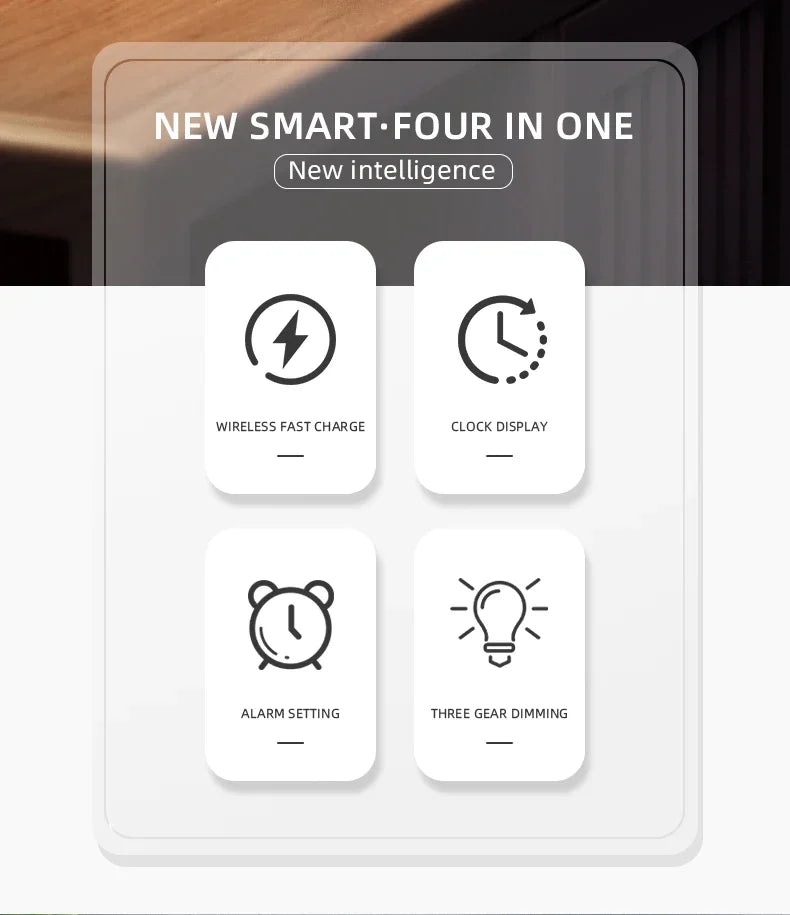 Wireless Chargers Pad Stand Phone 15W Fast Charging Dock Alarm Bedroom Lamp Night Light Desktop Clock Temperature Thermometer