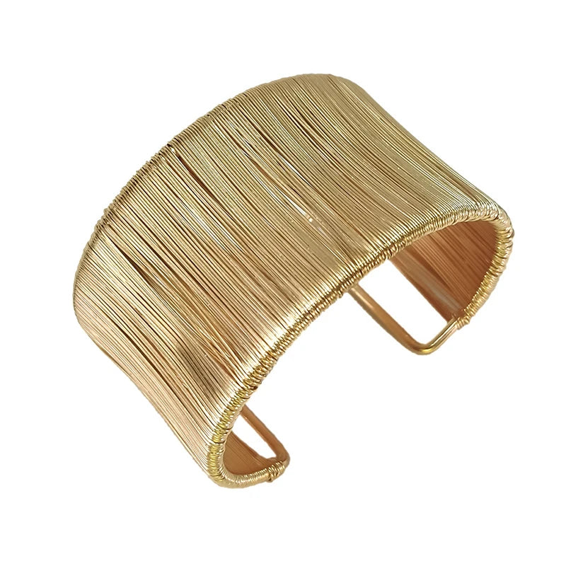 Women’s Wide Adjustable Cuff Bracelet – Gold-Tone Fashion Jewelry”