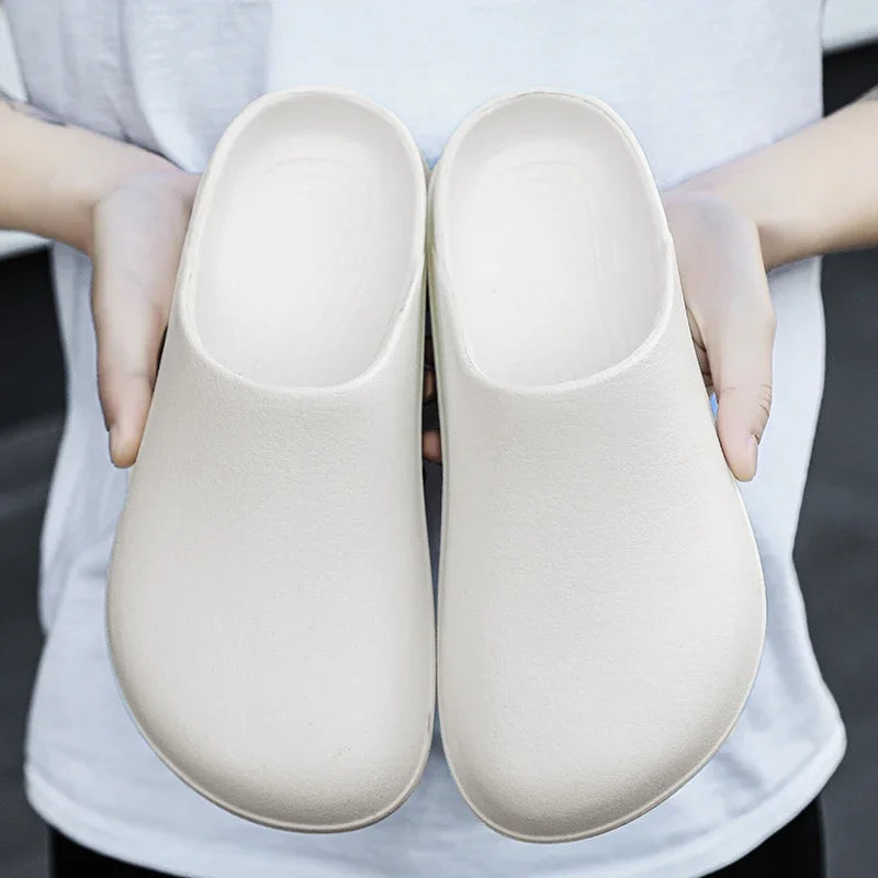 Mens Kitchen Chef Shoes Waterproof Garden Clogs Closed Toe Half Shoes Rubber Slippers Restaurant Hotel Working Summer Beach