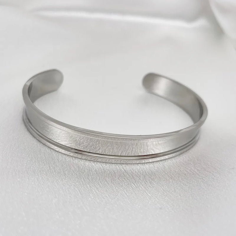 Stainless Steel Open Cuff Bracelet – Unisex Fashion Bangle